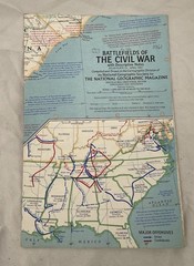Vintage National Geographic Map Battlefields Of The Civil War April 1961