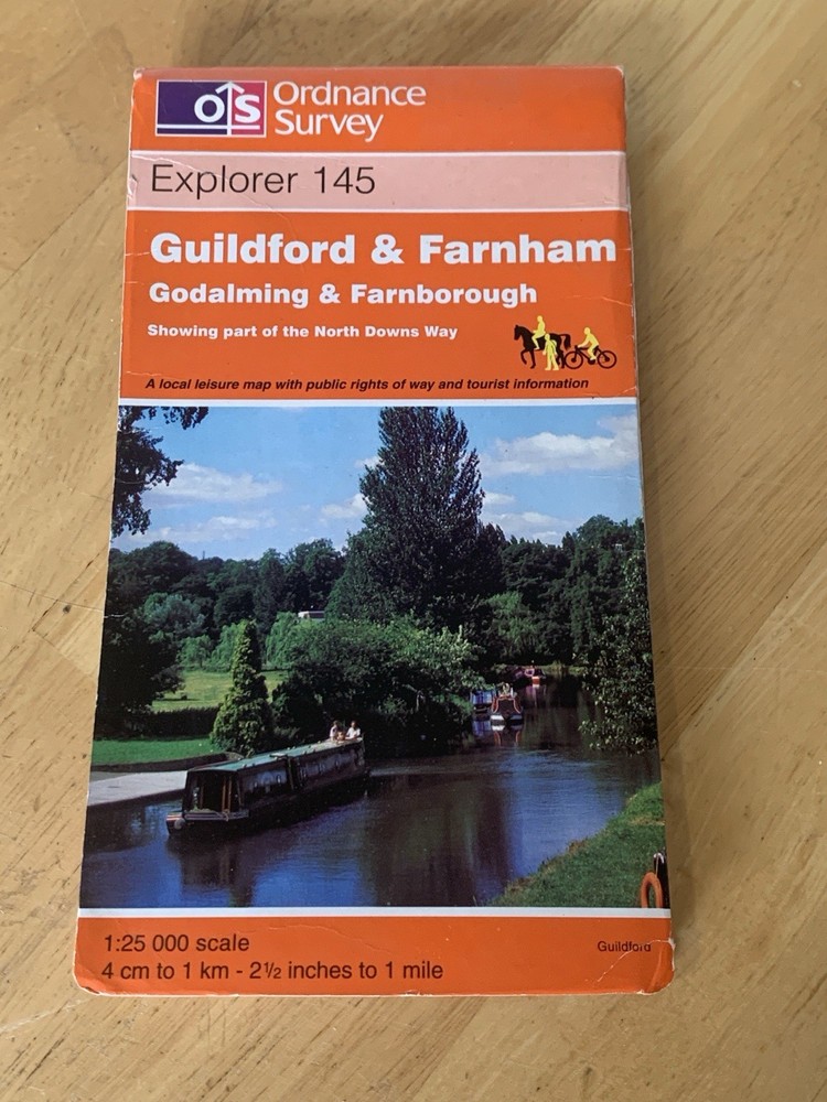 Explorer 145 Guildford & Farnham Godalming Farnborough Map 1998 Ordnance Survey
