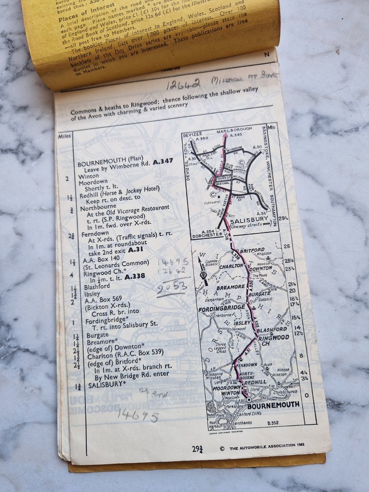 (1962) AA Your Route Vintage Road Planner Inverness Bournemouth Lancaster