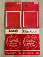 Vintage ordnance survey maps Leeds Central, Blackburn, Lancaster & Kendal Torbay