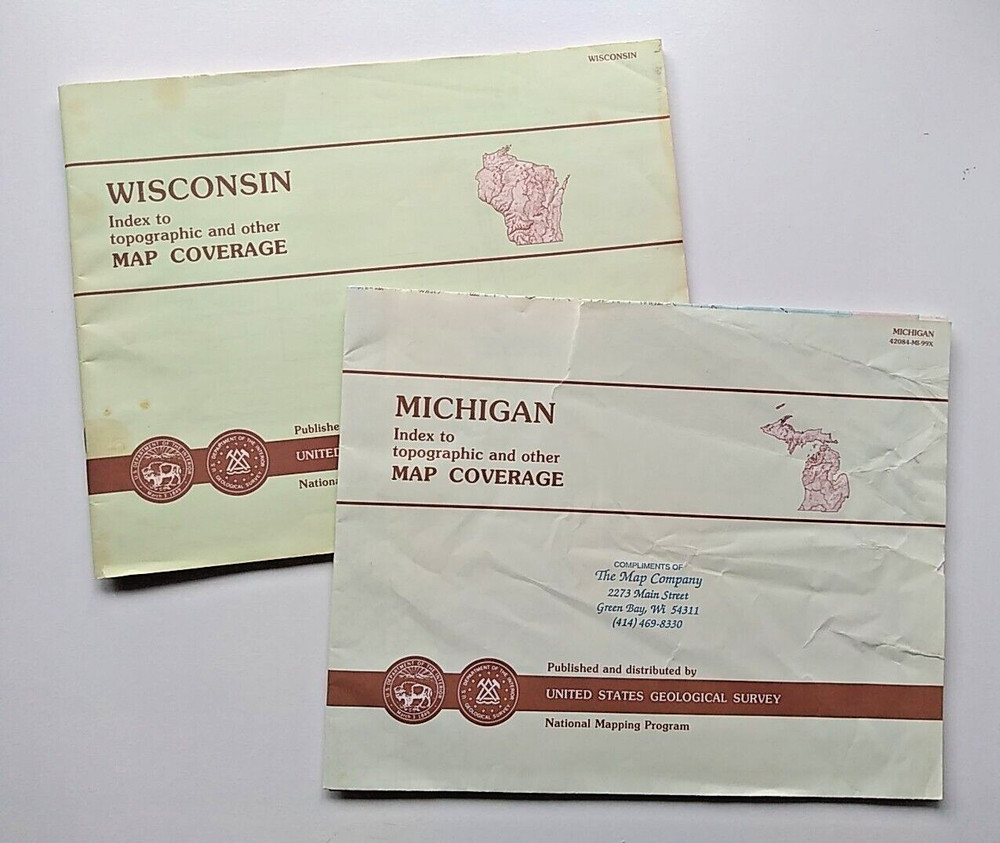 VTG USGS Wisconsin & Michigan Index to Topographic Map Coverage – ephemera