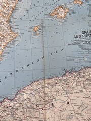 Vintage National Geographic Map Spain And Portugal March 1965