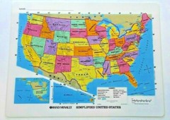 Lg Simplified US Outline Map & US Map 22″x17″ Geography History Grade 2 3 4 5 6