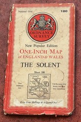 OS Ordnance Survey One Inch Map, The Solent, Sheet 180, 1945