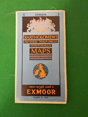 BARTHOLOMEWS CLOTH HALF-INCH CONTOURED MAP EXMOOR SHEET 3 C 1960