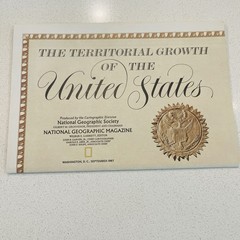 National Geographic Map The Territorial Growth of the United States 1987 Vintage