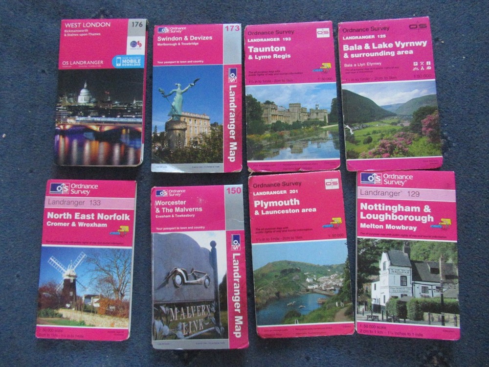 8 x OS MAPS JOB LOT Landranger Ordnance Survey (G9)