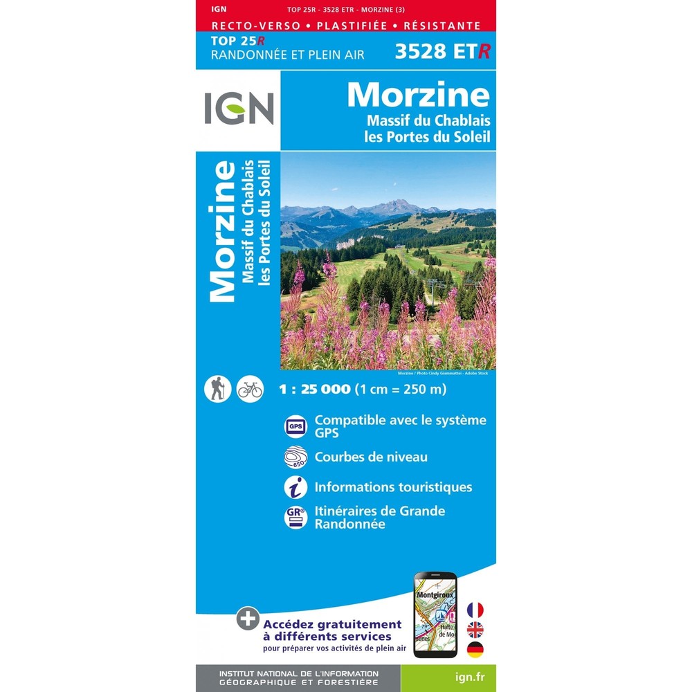 France 1:25K (Waterproof) map 3528ETR – Morzine / Massif du Chablais map