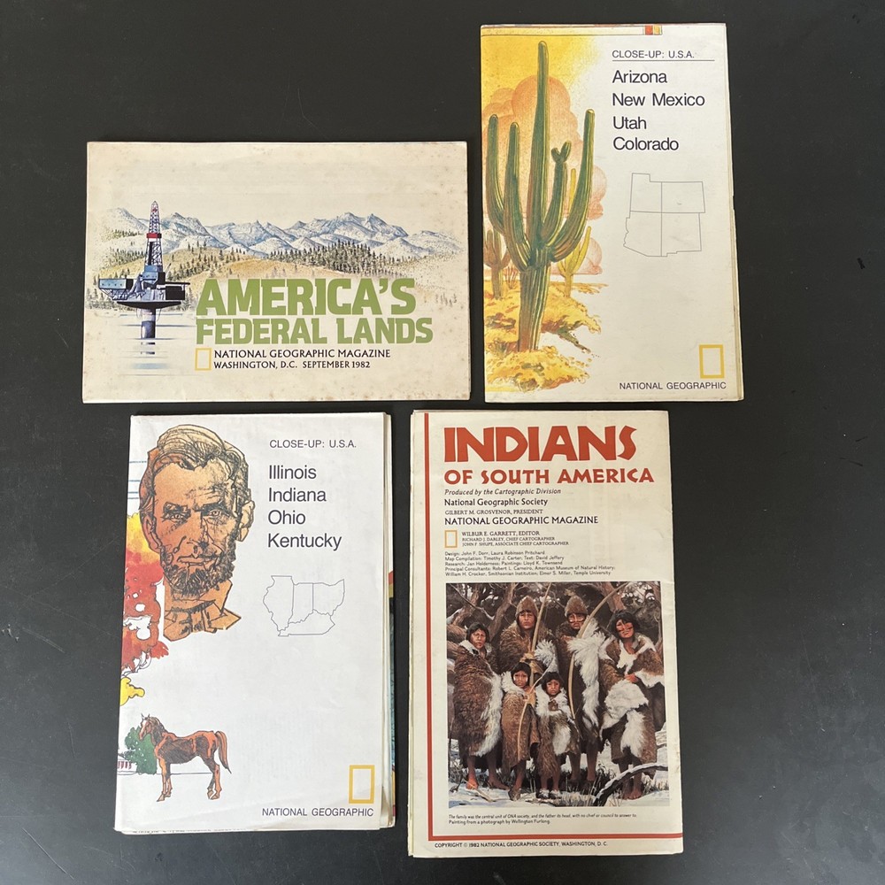 Vintage National Geographic America map bundle south illinois ohio federal utah