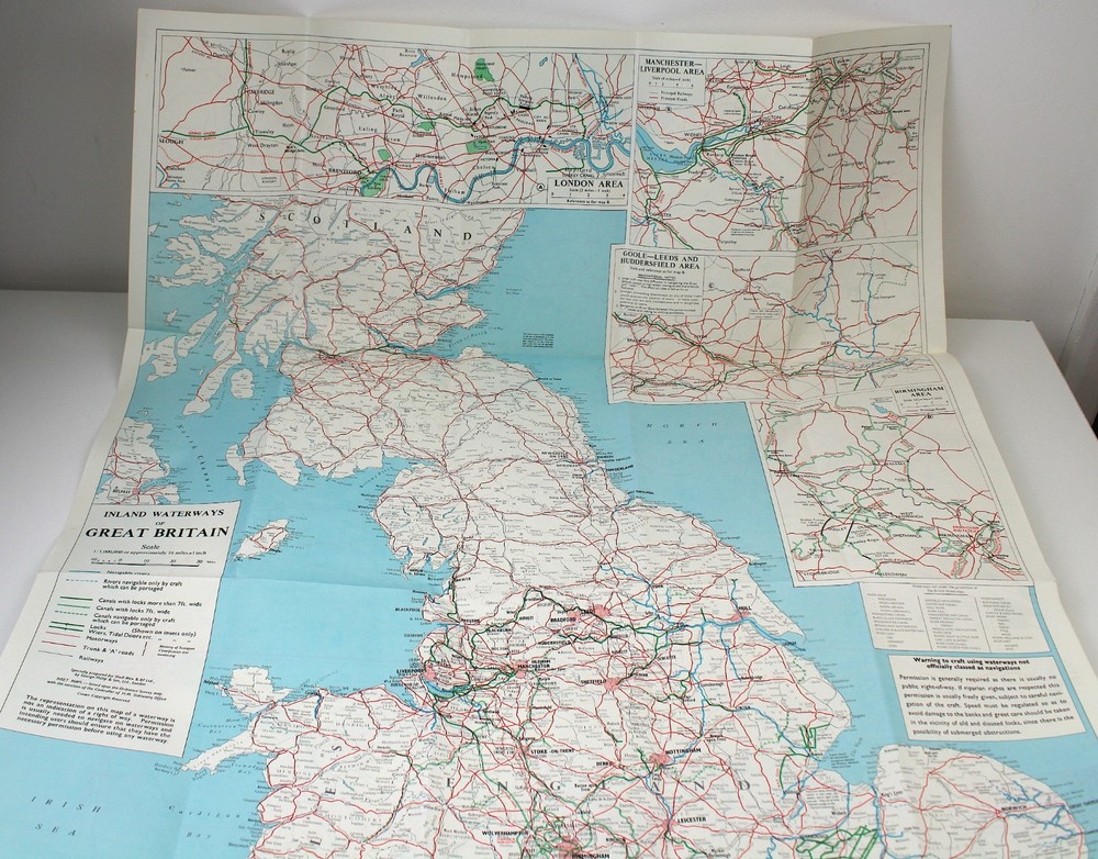 SHELL Service Waterway Map for Motor Boats Norfolk Broads 1963 Rivers Canals