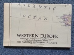 Vintage National Geographic Map WESTERN EUROPE – 1950 – no damage