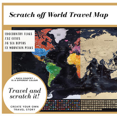 Personalized Scratch Travel Map – Scratch off World Map with Country Flags