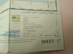 1962 Ordnance Survey Map South East England Sheet 17. Worn cover but Intact map.