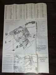 Livingston street plan and New town Progress Plan vintage map 1980