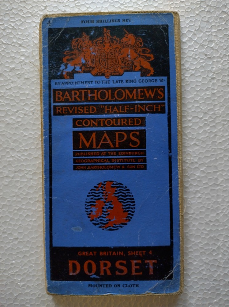 Vintage Bartholomew’s Revised Half-inch Contoured CLOTH Map Blue Cover