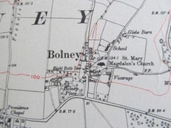 VINTAGE OS MAP OF THE BOLNEY AREA SUSSEX 1951 SIX INCHES – ONE MILE