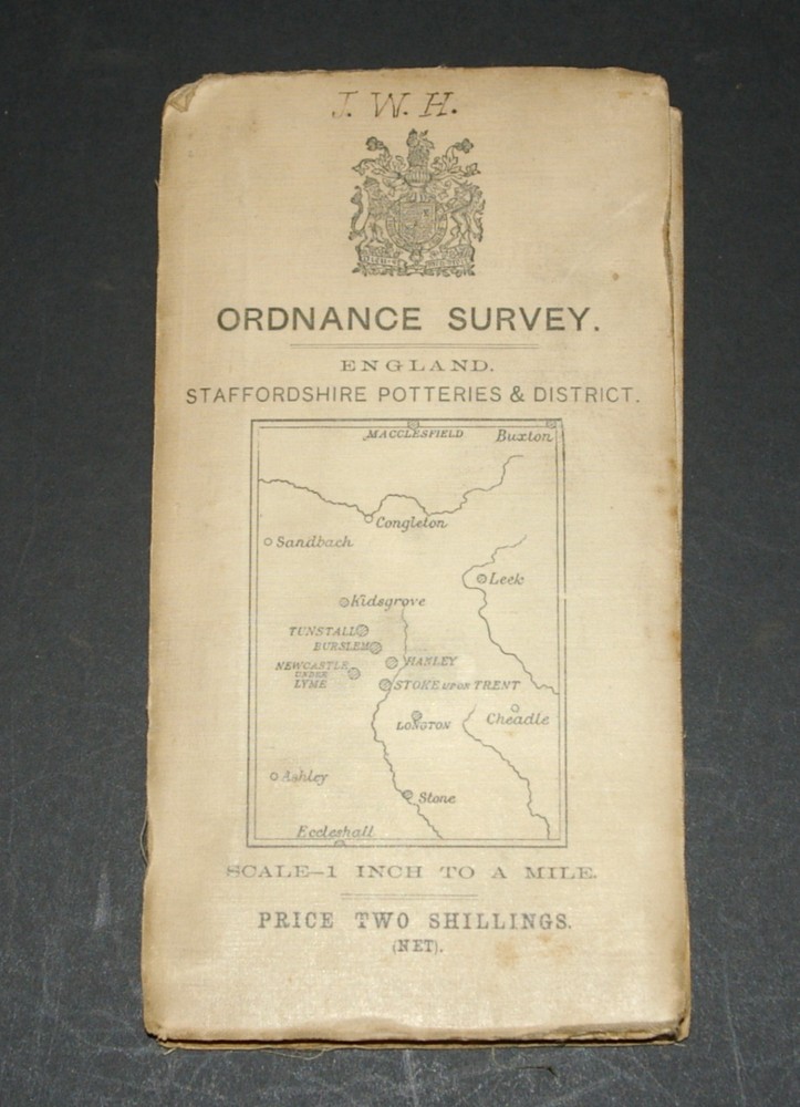 OS Map of STAFFORDSHIRE POTTERIES AND DISTRICT, 3rd Ed. 1 in/mile Pub. 1913