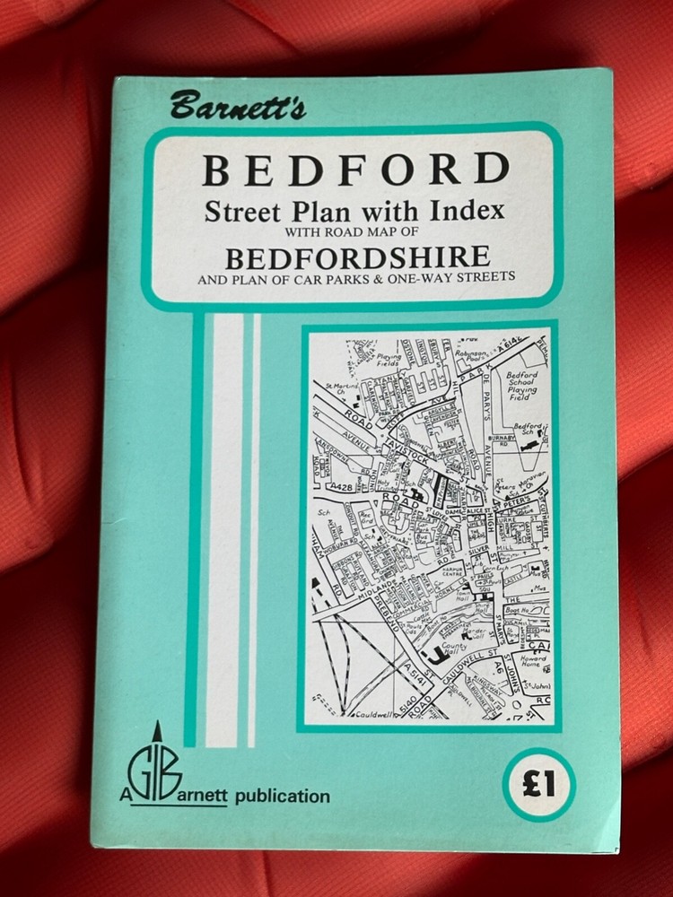 Vintage Barnett’s Bedford Area Street Plan with Index, 1970’s