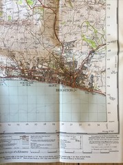 1946 Ordnance Survey One Inch Popular Edition Map 182 Brighton And Worthing