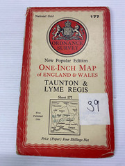 One Inch Ordnance Survey Map Sheet 177 Taunton & Lyme Regis 1946 Paper Vintage