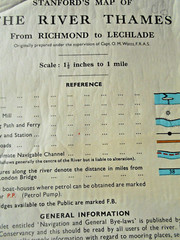 1961 Map of the River Thames Published by Stanford 1.5 ” to a mile linear map