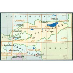 Central Asia: Dushanbe Map Tajikistan Uzbekistan topographic hiking trekking