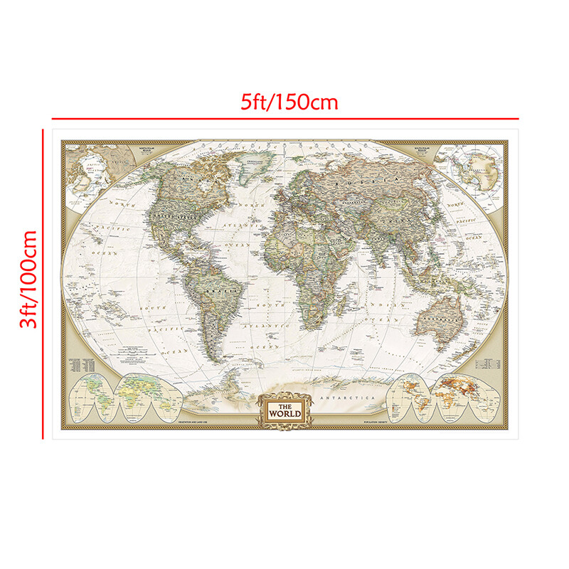 National Geographic Reference Map Poster World Map Wall Hanging 5x3ft 7x5ft