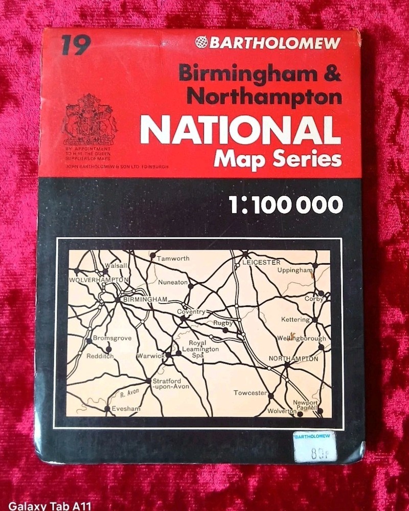 1980s Bartholomew Birmingham & Northampton National Map Series Sheet 19 Vintage