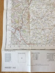 1956 Ordnance Survey One Inch Seventh Series Map 142 Hereford (incl Abergavenny