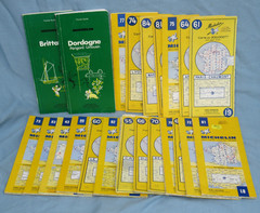 20 x Yellow Michelin Maps of France & Two Green Guides Brittany/Dordogne