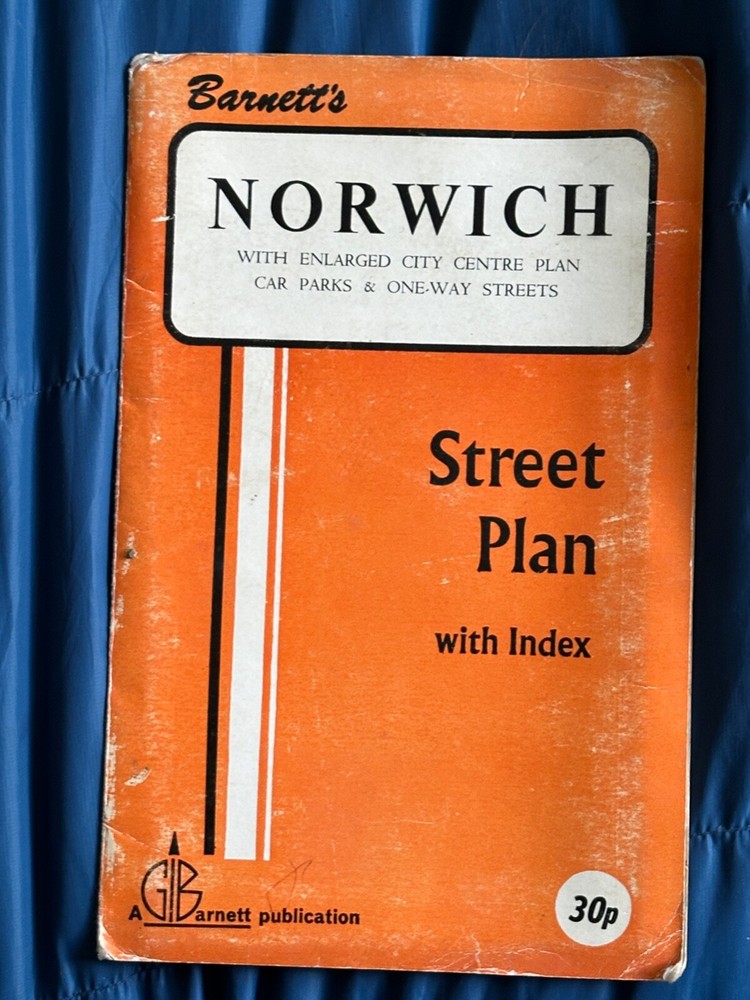 Vintage Barnett’s Norwich Area Street Plan with Index, 1970’s