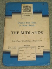 Ordnance Survey Fifth Series 1/4″ map: 13 The Midlands – 1962 – on paper