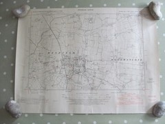 VINTAGE OS MAP OF HENFIELD AREA SUSSEX 1951 SIX INCHES – ONE MILE