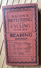 Bacon’s motoring & cycling road map, Reading, early 1900s vintage, imperfect