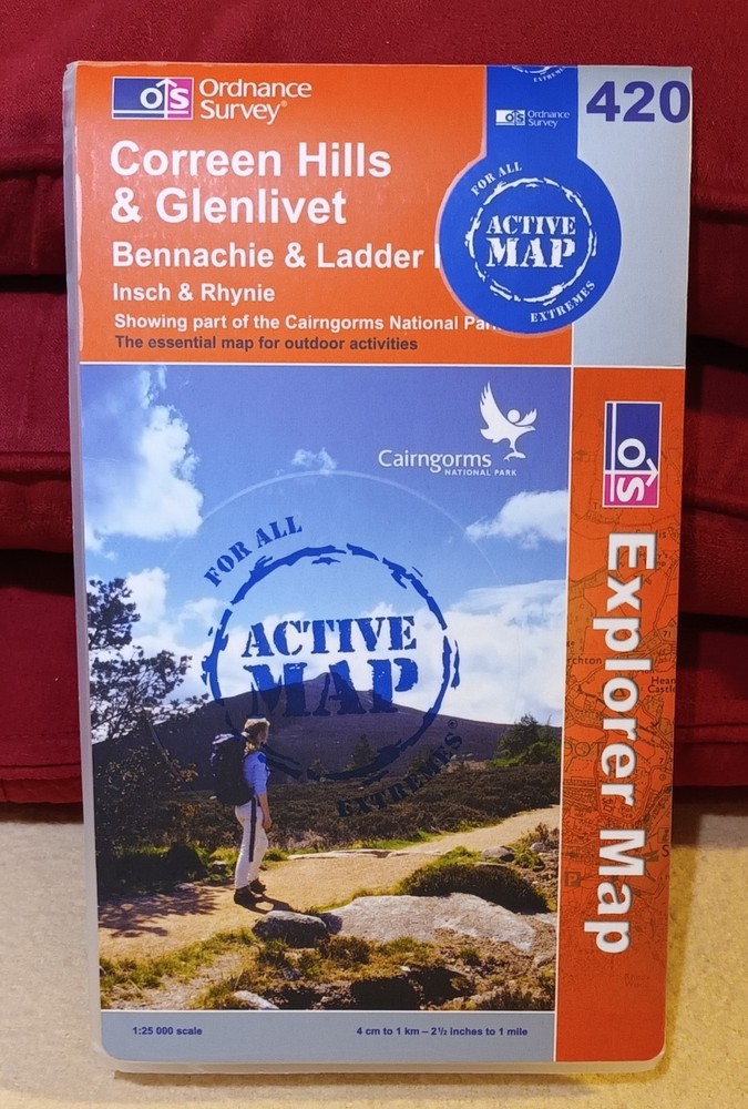 Ordnance Survey EXPLORER ACTIVE MAP :- 420 CORREEN HILLS & GLENLIVET. 1:25000