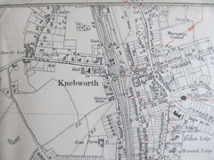 VINTAGE OS MAP OF KNEBWORTH AREA HERTFORDSHIRE DATED 1947 SIX INCHES TO ONE MILE