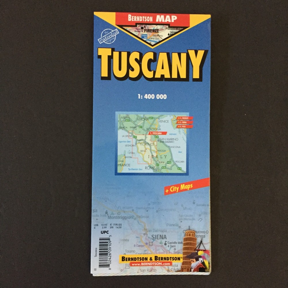 BERNDTSON MAP Laminated Map ~ TUSCANY / TOSCANA (English & Italian)