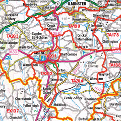 (G32) Map of Taunton TA Postcode Sectors, Poster of Taunton Postcodes
