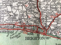 Vintage Geographia Map. Kent. Southend, Brighton, Hastings, Margate.