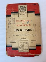 One Inch Ordnance Survey Map Great Britain Sheet 138 Fishguard 1952 Cloth