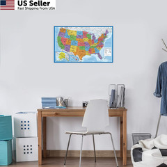 2 Pack – World Map for Kids + Blue Ocean USA 18″ x 29″, LAMINATED