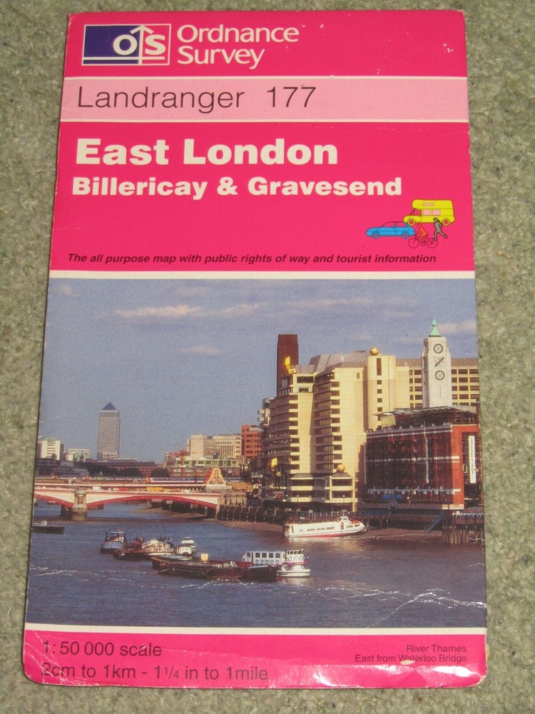 OS Ordnance Survey Landranger Map Sheet 177 East London – 1996