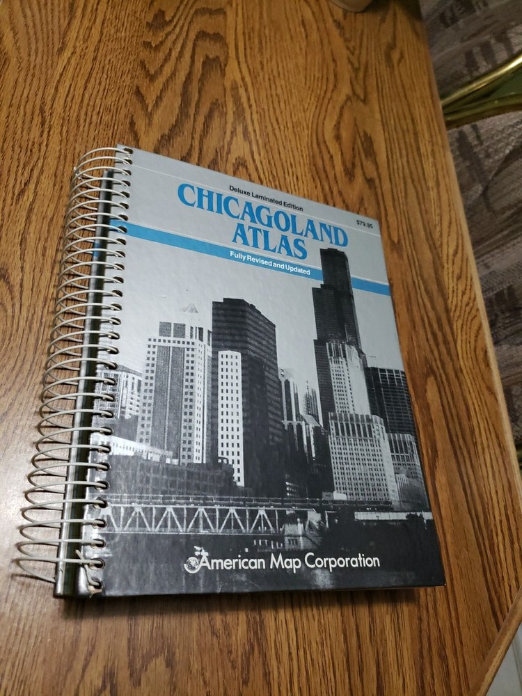 CHICAGOLAND ATLAS Deluxe Laminated Edition by American Map Corporation 1994 VGC