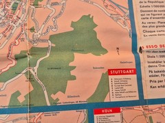 Vintage German Folded Road Map Esso 1962