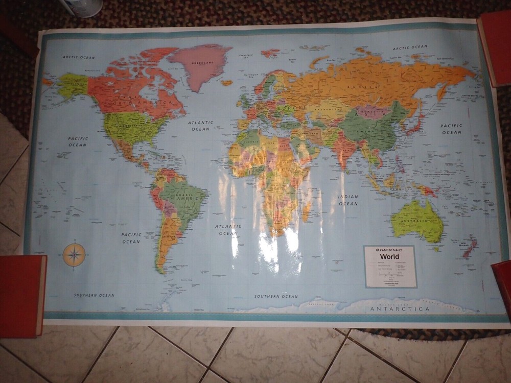 Rand McNally World Wall Map Laminated undated 33″ x 50″