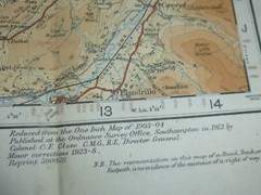 Vintage ORDNANCE SURVEY ROAD MAP OF CAERNARVON, BANGOR & COLWYN BAY 1928.