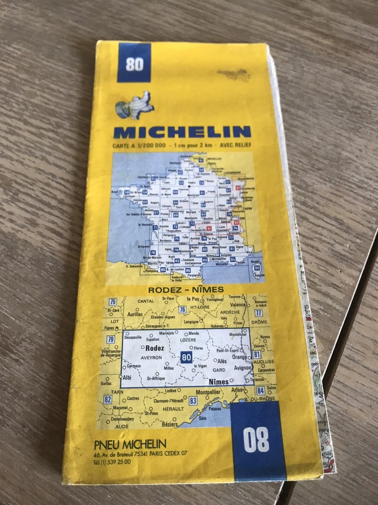 Michelin French Road Map 80 Of Rodez Nimes