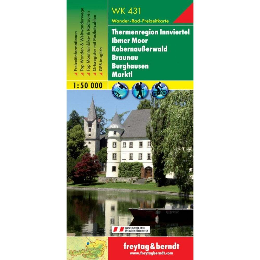 Austria WK431: Thermenregion Innviertel Ibmer Moor… hiking cycling map + guide