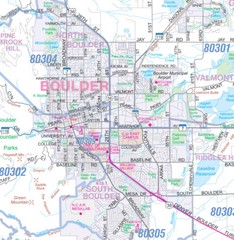 Metro Denver-Aurora-Boulder CO Detailed Region Wall Map w/Zip Codes