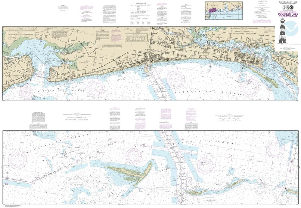 Intracoastal Waterway Dog Keys Pass to Waveland | Waterproof NOAA Chart 11372